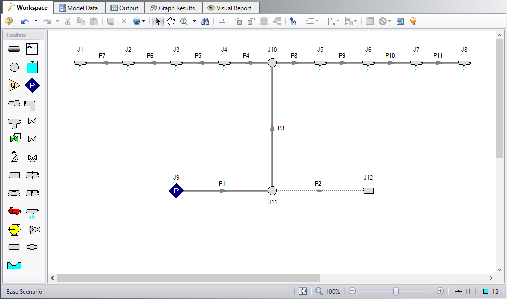 The Workspace for the Spray Discharge System example.